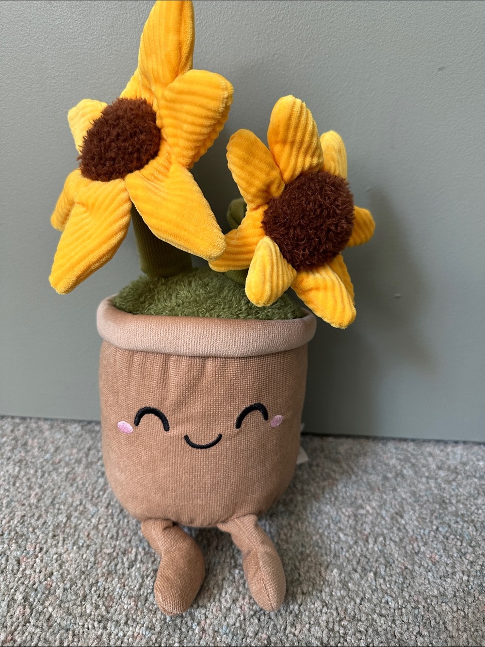 Plush Sunflower Pot Decorative Accent - Yellow